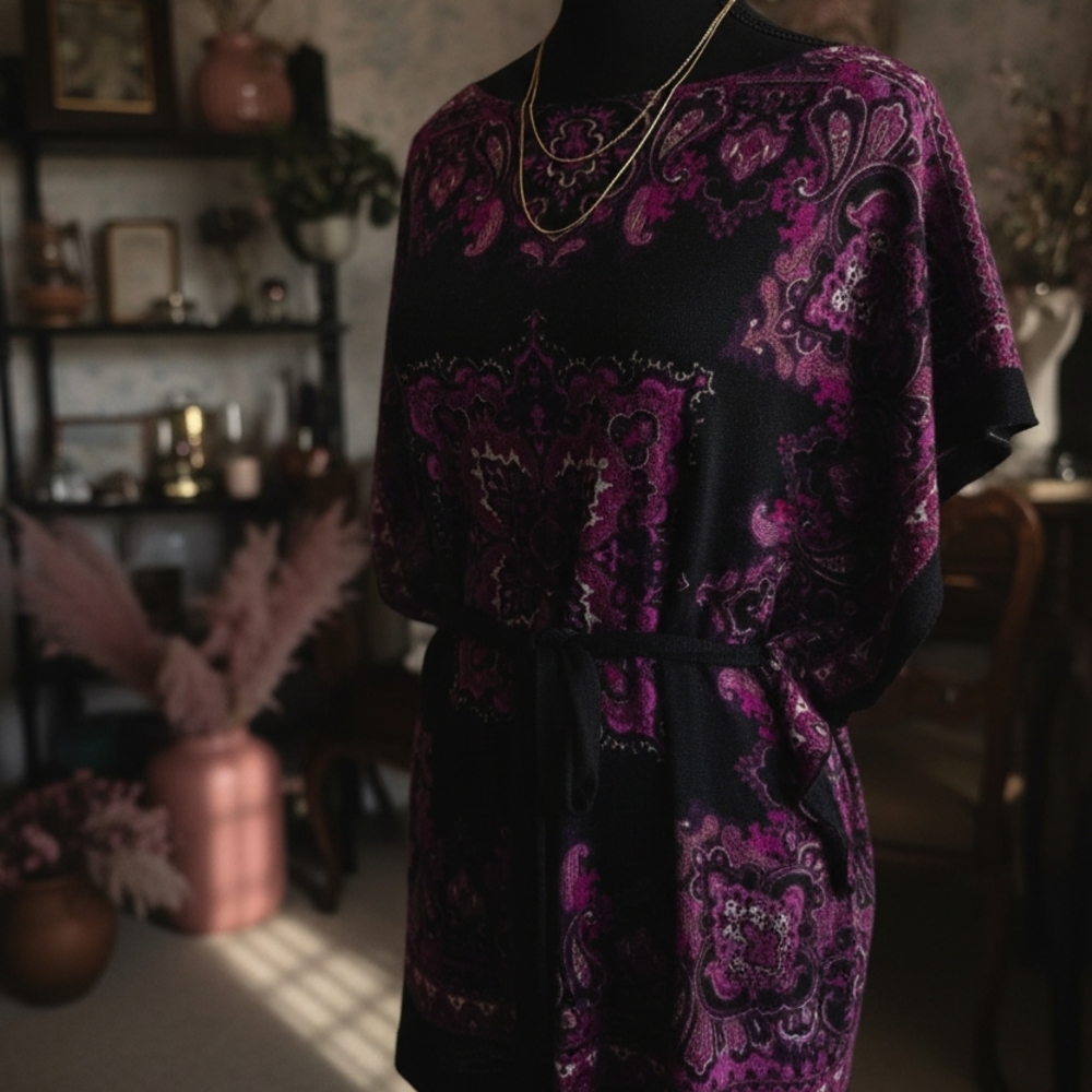 Enchantingly Violet Ricki's Vibrant Black Patterned Top